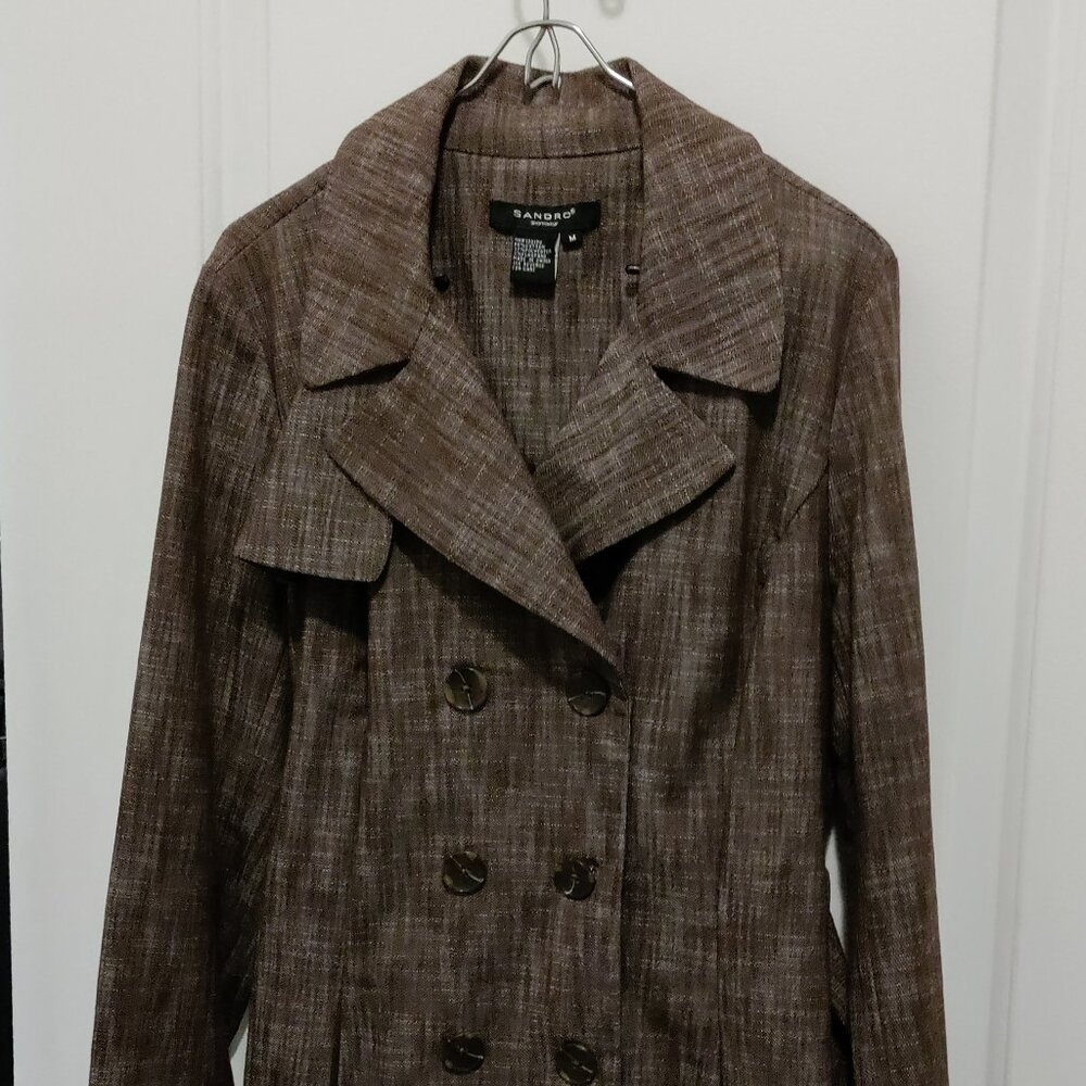 Sandro Double Breasted Blazer with Tie